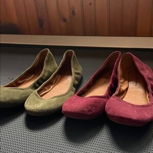 Lucky Brand Suede Flats - set of Green and Burgundy